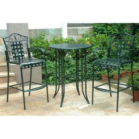 INTERNATIONAL CARAVAN Iron Bar Bistro Set, Verdi Green - Set of 3 3467-HD-VG